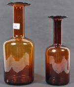 OTTO BRAUER FOR HOLMEGAARD - DANISH AMBER GULL VASES X 2