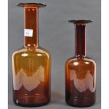 OTTO BRAUER FOR HOLMEGAARD - DANISH AMBER GULL VASES X 2