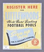 CHARMING VINTAGE 1950'S LITTLEWOODS TIN ADVERTISING SHOP SIGN
