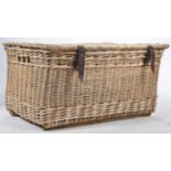 LARGE EARLY 20TH CENTURY WICKER LAUNDRY BASKET CHEST
