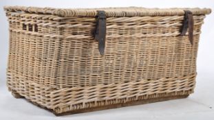 LARGE EARLY 20TH CENTURY WICKER LAUNDRY BASKET CHEST