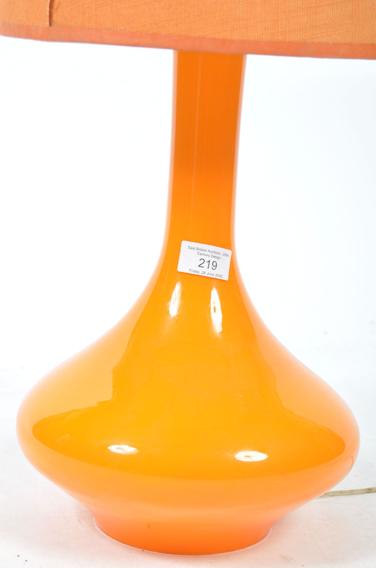 MID CENTURY RETRO AMBER GLASS TABLE LAMP WITH SHADE - Bild 4 aus 4