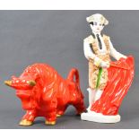 MANNER OF ROYAL HAEGER - SPANISH PORCELAIN BULL AND MATADOR