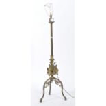 VICTORIAN 19TH CENTURY ARCHITECTURAL BRASS STANDARD FLOOR LAMP