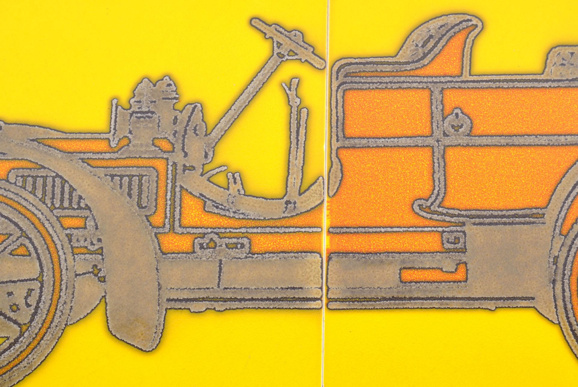 RETRO 1970'S STUDIO ART POTTERY TILES - GOLF & MOTOR CAR - Bild 2 aus 5