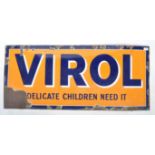 VIROL EARLY 20TH CENTURY ENAMEL FACED ADVERTISING SHOP SIGN