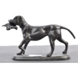 19TH CENTURY REVIVAL CAST IRON AND BRONZE EFFECT HUNTING DOG