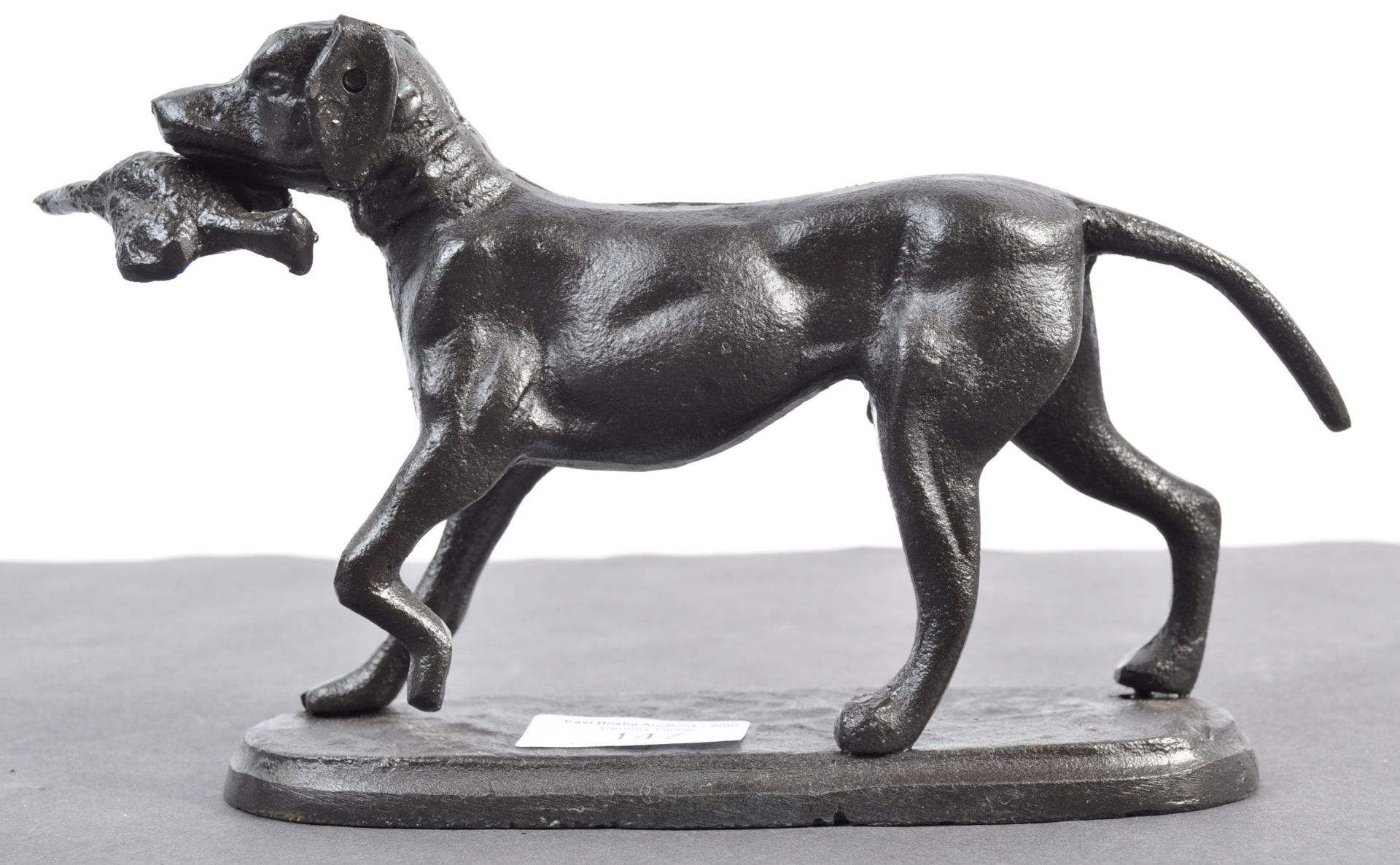 19TH CENTURY REVIVAL CAST IRON AND BRONZE EFFECT HUNTING DOG
