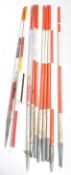 INDUSTRIAL 20TH CENTURY WOODEN SURVEYORS RED AND WHITE POLES