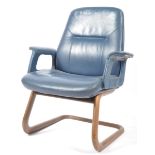 SCANDINAVIAN DESIGN LEATHER & BENTWOOD CANTILEVER ARMCHAIR