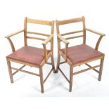 CONTROLLED COMMODITY CC41 TYPE MID CENTURY OAK ARMCHAIRS