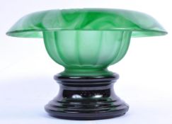 1930'S ART DECO URANIUM GLASS CENTREPIECE BOWL & STAND