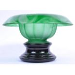 1930'S ART DECO URANIUM GLASS CENTREPIECE BOWL & STAND