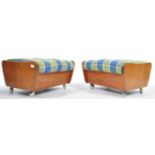 KOFORD LARSEN - G-PLAN ORIGINAL UPHOLSTERED TEAK FOOTSTOOLS