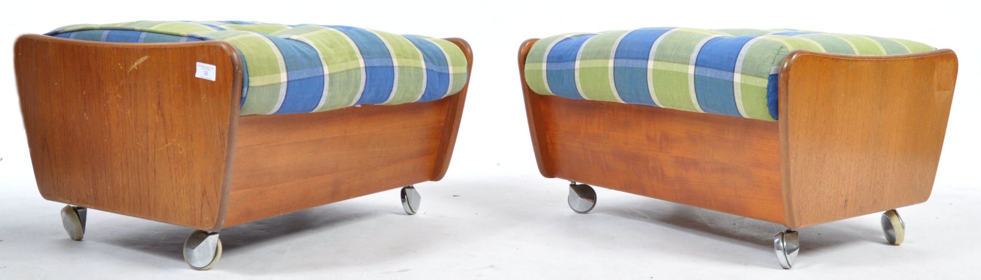 KOFORD LARSEN - G-PLAN ORIGINAL UPHOLSTERED TEAK FOOTSTOOLS