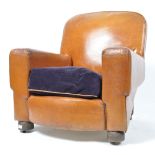 1930'S ART DECO LEATHER CLUB / CHESTERFIELD ARMCHAIR