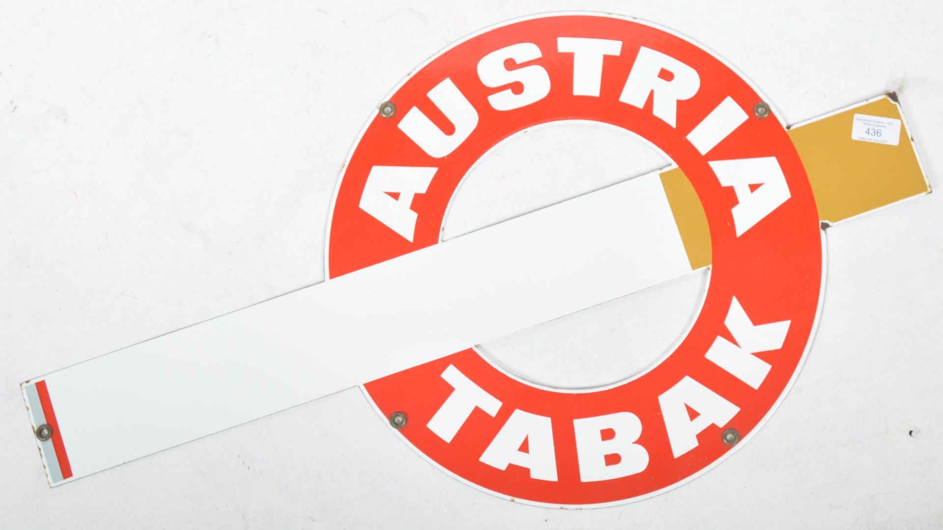 20TH CENTURY ENAMEL METAL AUSTRIA TABAK SHOP SIGN