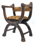 19TH CENTURY ITALIAN TUSCAN WALNUT SAVONAROLA THRONE CHAIR