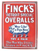 RETRO STYLE ENAMEL AMERICAN SHOP SIGN FOR FINKS OVERALLS