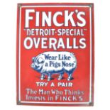 RETRO STYLE ENAMEL AMERICAN SHOP SIGN FOR FINKS OVERALLS