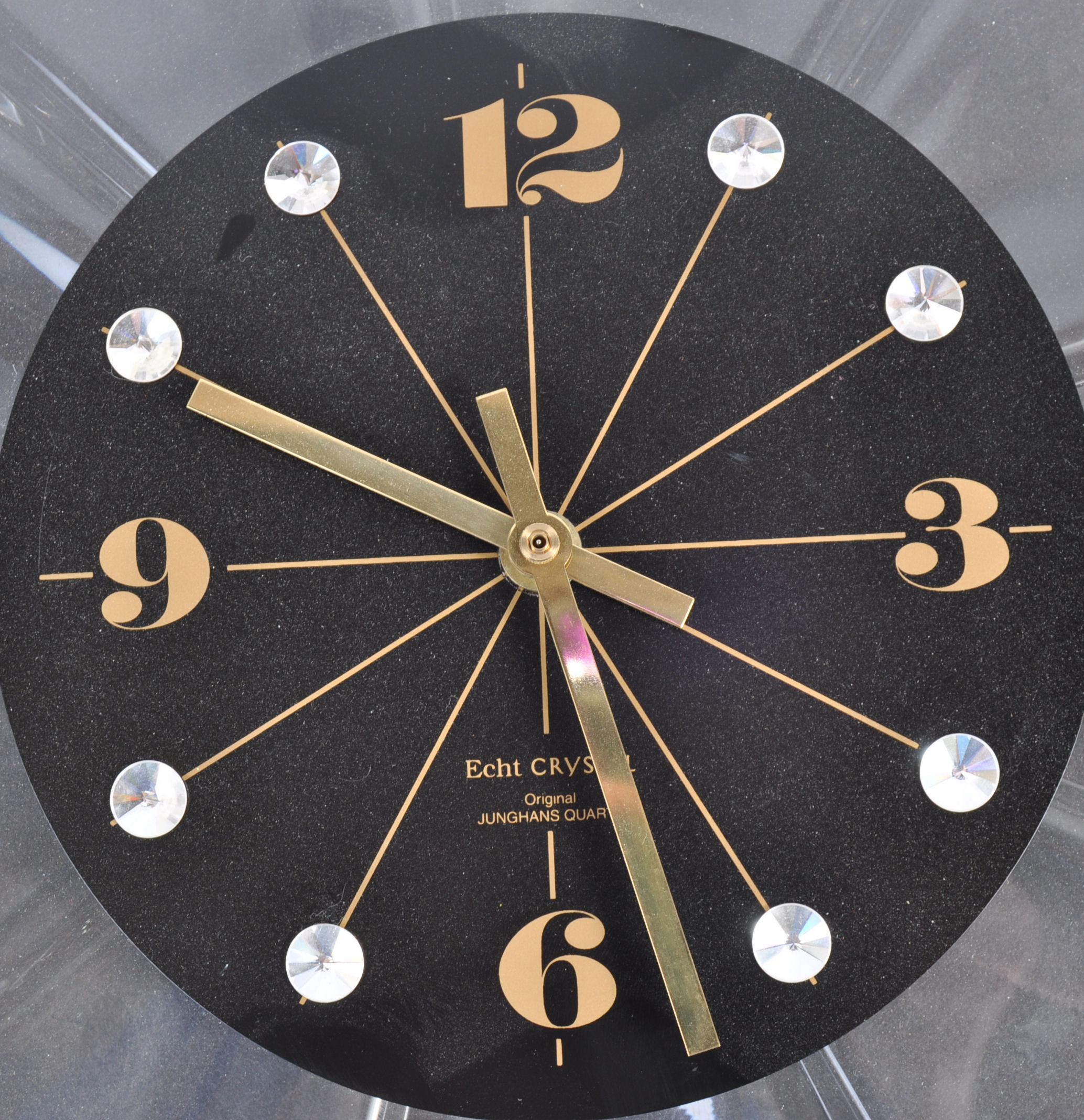 MID CENTURY JUNGHANS ECHT CRYSTAL MIMALIST SUNBURST CLOCK - Image 2 of 5