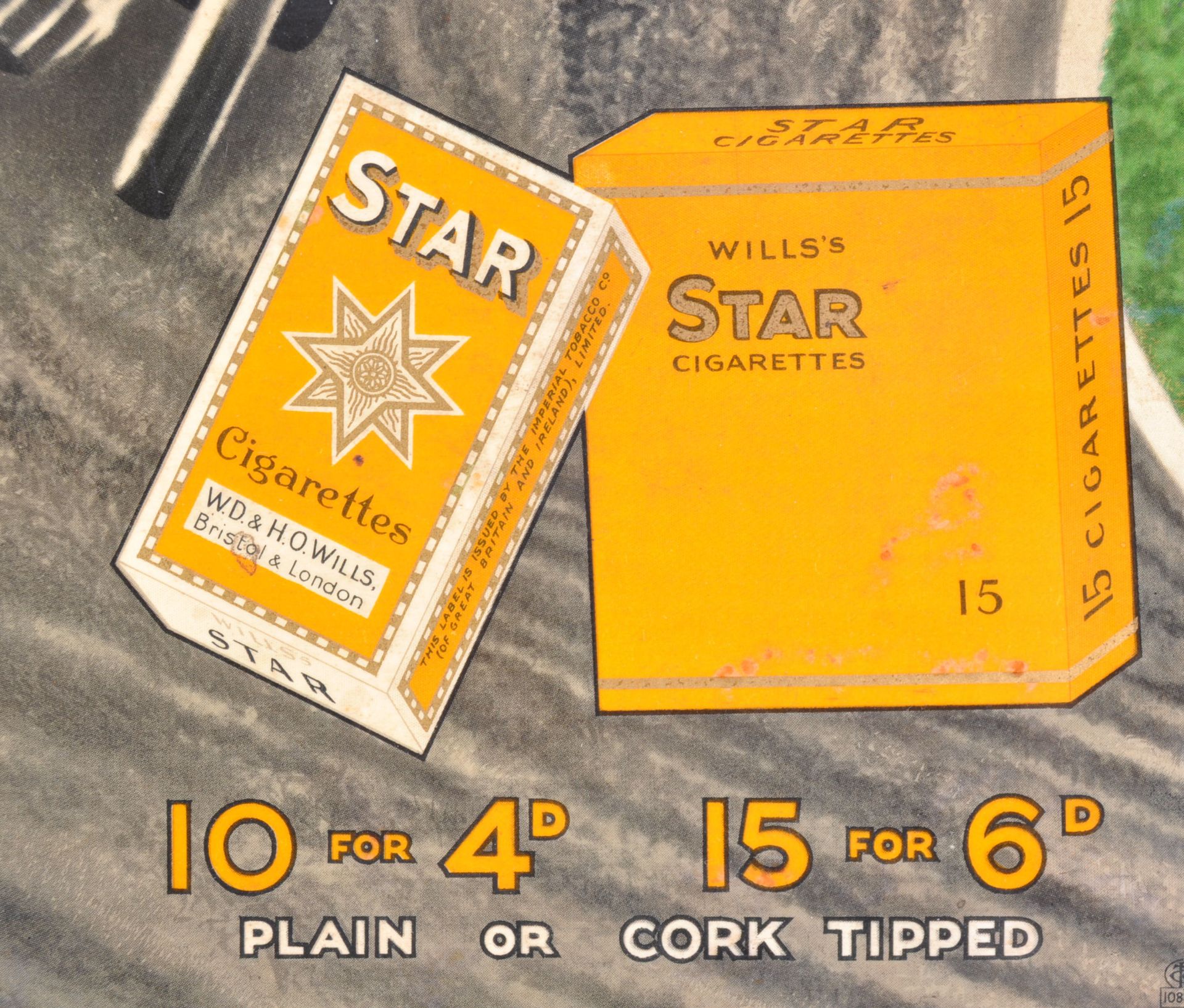 A MID CENTURY WILLS STAR CIGARETTE CARDED SHOP SIGN ADVERT - Bild 2 aus 4