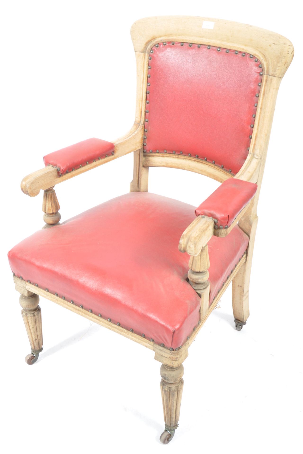 MANNER OF GILLOWS OF LANCASTER - OAK & LEATHER LIBRARY ARMCHAIR - Bild 2 aus 8