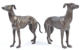 PAIR OF DECORATIVE CONTEMPORARY CAST IRON GREYHOUNDS