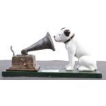 CONTEMPORARY VINTAGE CAST IRON HMV DOG NIPPER GRAMAPHONE FIGURE