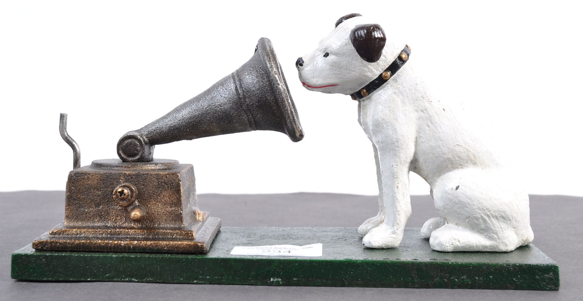 CONTEMPORARY VINTAGE CAST IRON HMV DOG NIPPER GRAMAPHONE FIGURE