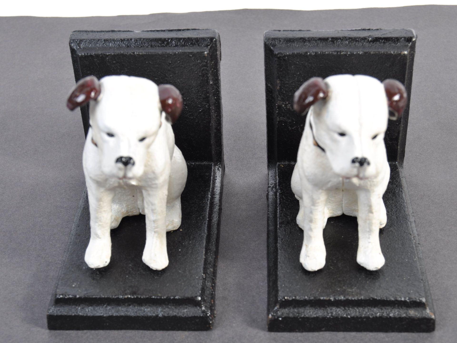 PAIR CONTEMPORARY CAST IRON HMV NIPPER DOG BOOKENDS - Bild 2 aus 6