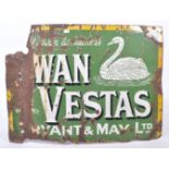 SWAN VESTAS BRYANT & MAY ORIGINAL ENAMEL ADVERTISING SIGN