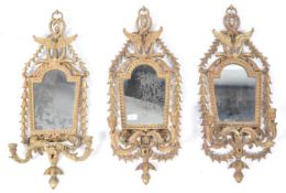 19TH CENTURY GIRANDOLE GILT WOOD FLORENTINE WALL MIRRORS