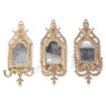 19TH CENTURY GIRANDOLE GILT WOOD FLORENTINE WALL MIRRORS