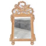 19TH CENTURY ITALIAN GILT WOOD WALL MIRROR WITH QUIVER & TORCH