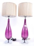 PAIR OF CONTEMPORARY ITALIAN REVIVAL GLASS & CHROME LIGHTS