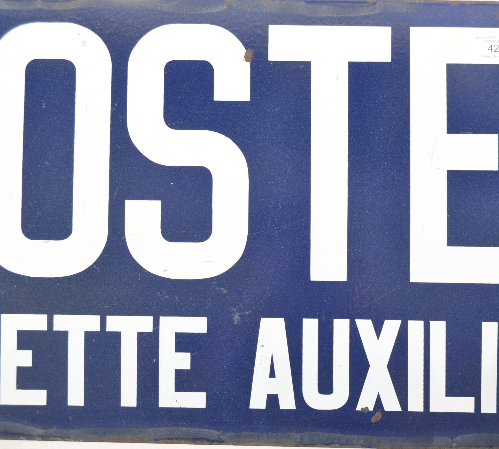 EARLY 20TH CENTURY FRENCH DOUBLE SIDED ENAMEL SHOP SIGN POST - Image 2 of 3