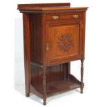 An antique Victorian 19th century mahogany cabinet with single drawer and brass swing handles  above