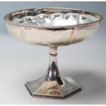 A 20th century antique 800 silver centrepiece tazza dish with gadrooned decoration motif to the base