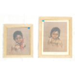 Dorothy Francis - Two large vintage retro 20th Century framed and glazed print paintings. One