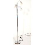 A vintage retro 20th Century chrome floor standing standard lamp having glass Tiffany style shades