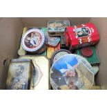 A large collection of vintage mid 20th century advertising tins, biscuits tins, to include some