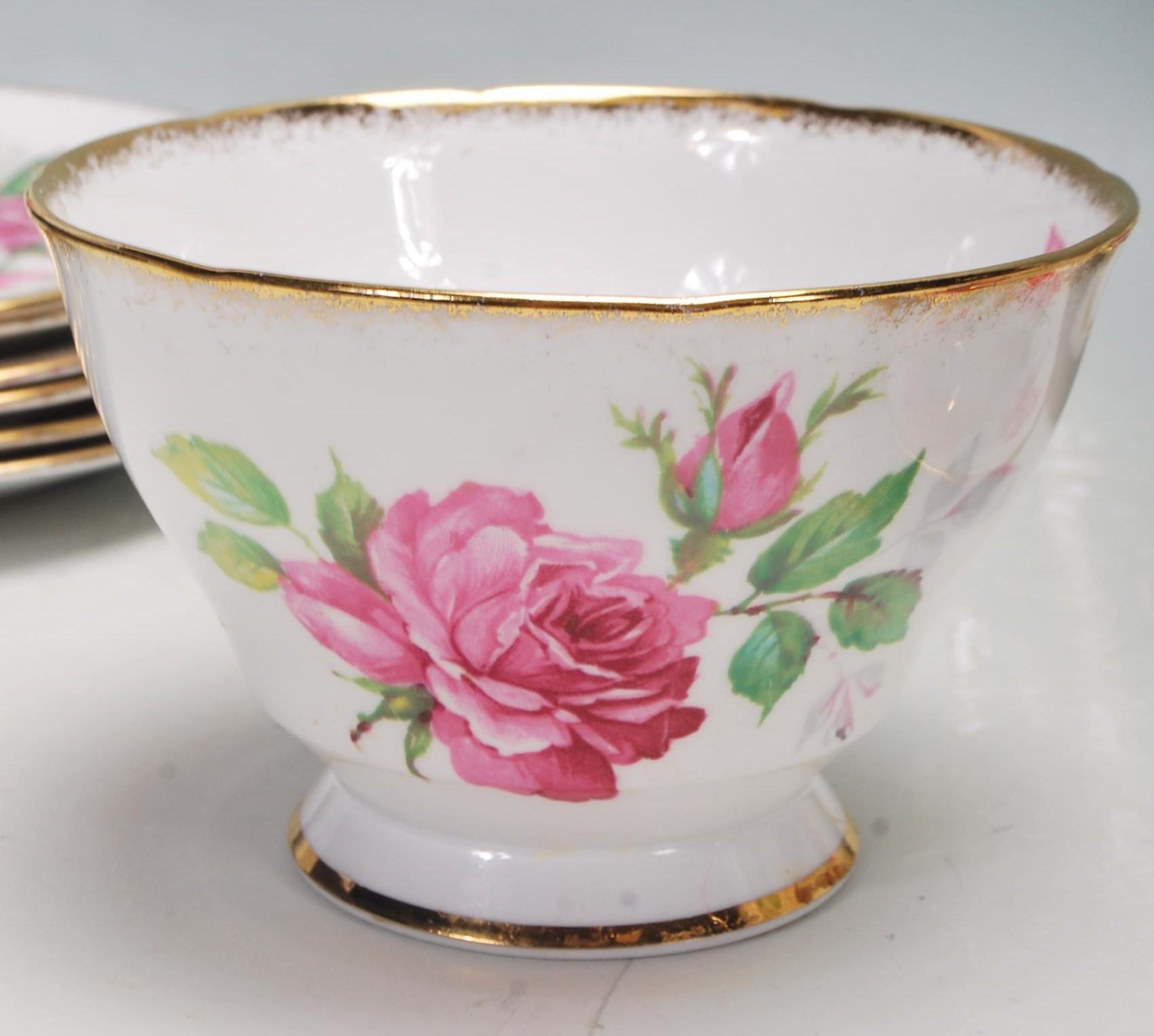 A vintage 20th century Royal Staffordshire bone china Berkeley Rose six person tea service - Image 7 of 7