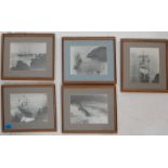 A group of five black and white photographs of shipwrecks dating from the early 20th Century to