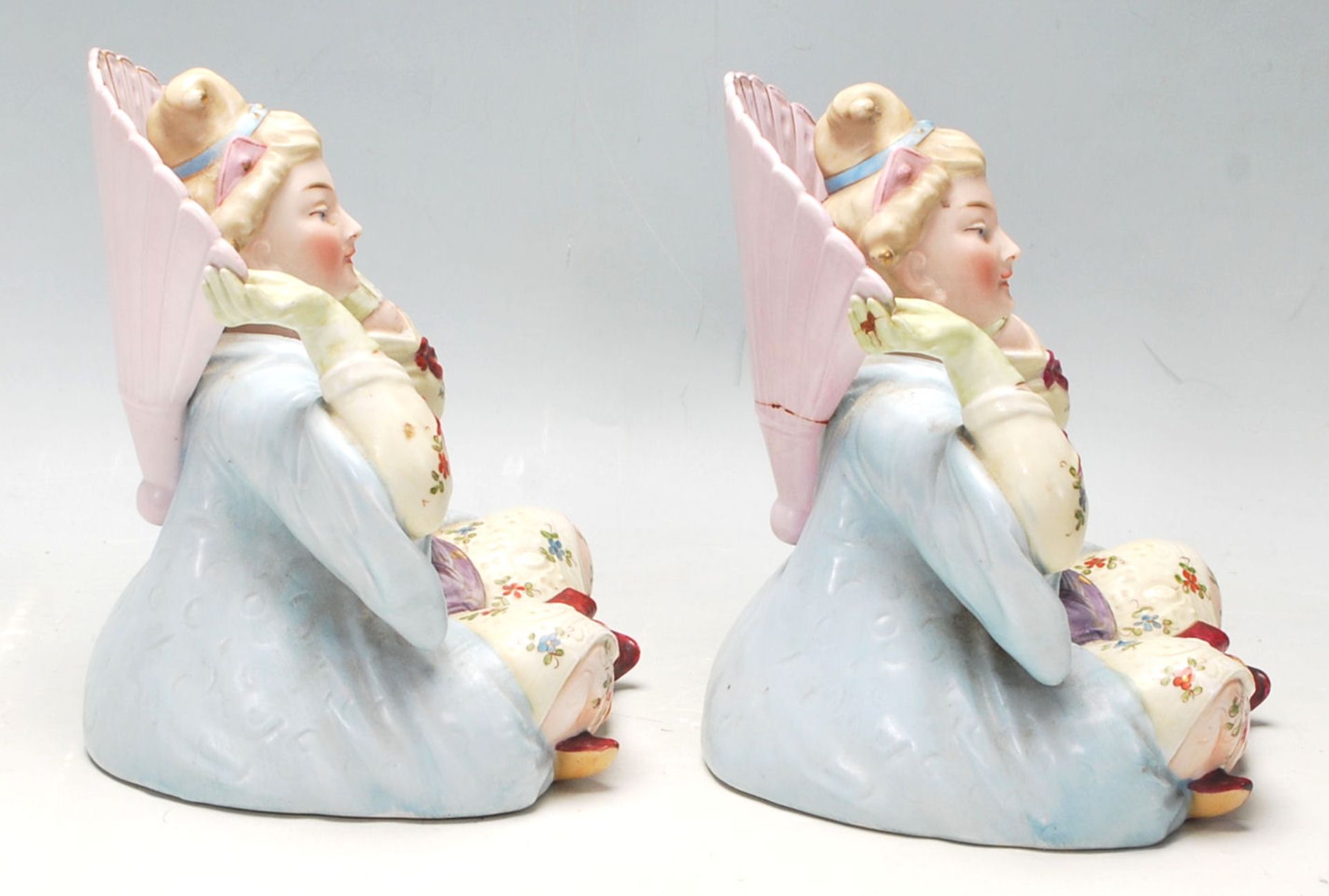 A large pair of Victorian German porcelain nodding figurines in the manner of Meissen, circa 1900 - Bild 3 aus 7