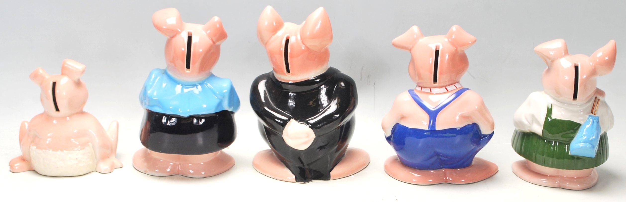 A set of five vintage Wade made NatWest bank advertising / savings / money box pigs. Unboxed, but - Image 3 of 7