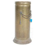 A believed late Victorian / early 20th century brass cylindrical stick stand by Peerage of