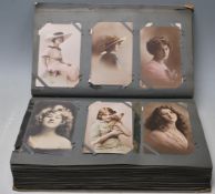 YOUNG LADIES on Postcards. 282 cards, mostly circa Edwardian in contemporary album with Art