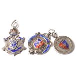 A group of three vintage silver hallmarked fob medals to include two Peterborough & District