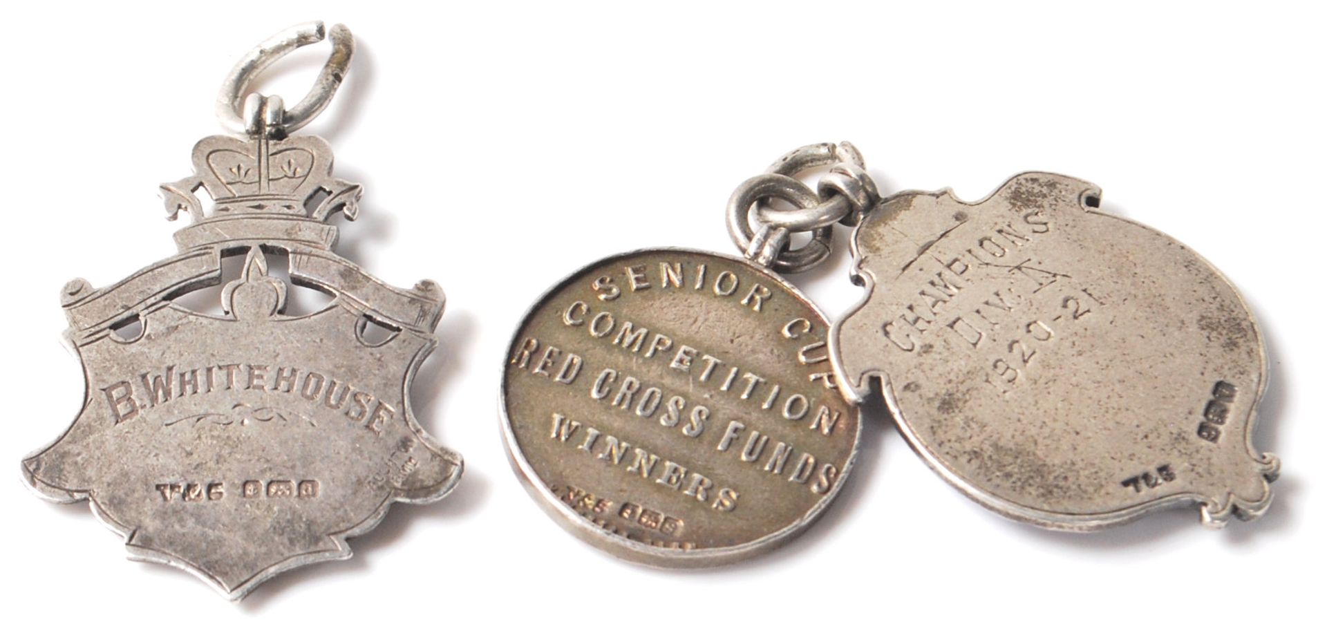 A group of three vintage silver hallmarked fob medals to include two Peterborough & District - Bild 2 aus 4